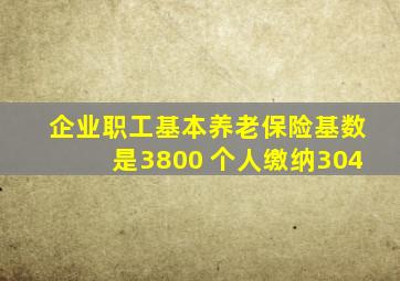 企业职工基本养老保险基数是3800 个人缴纳304